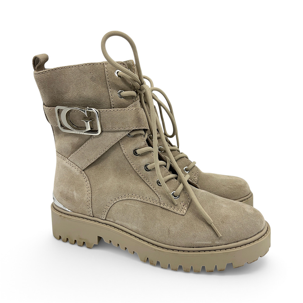 Guess Orana Combat Boot Women's US 9 Taupe/Beige Boots